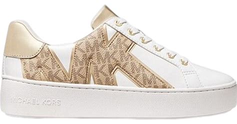michael michael kors poppy logo and faux leather sneaker